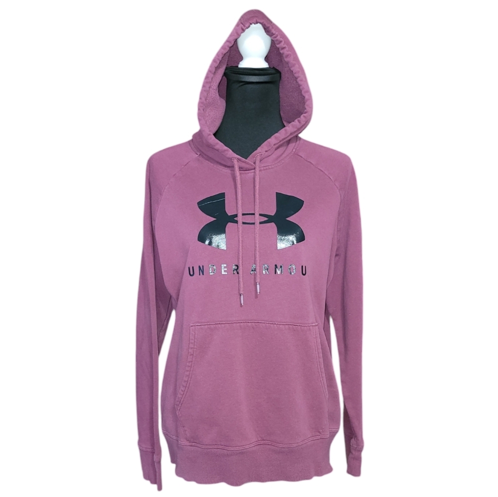 Under Armour faded maroon kangaroo pocket hoodie with black logo Size XL